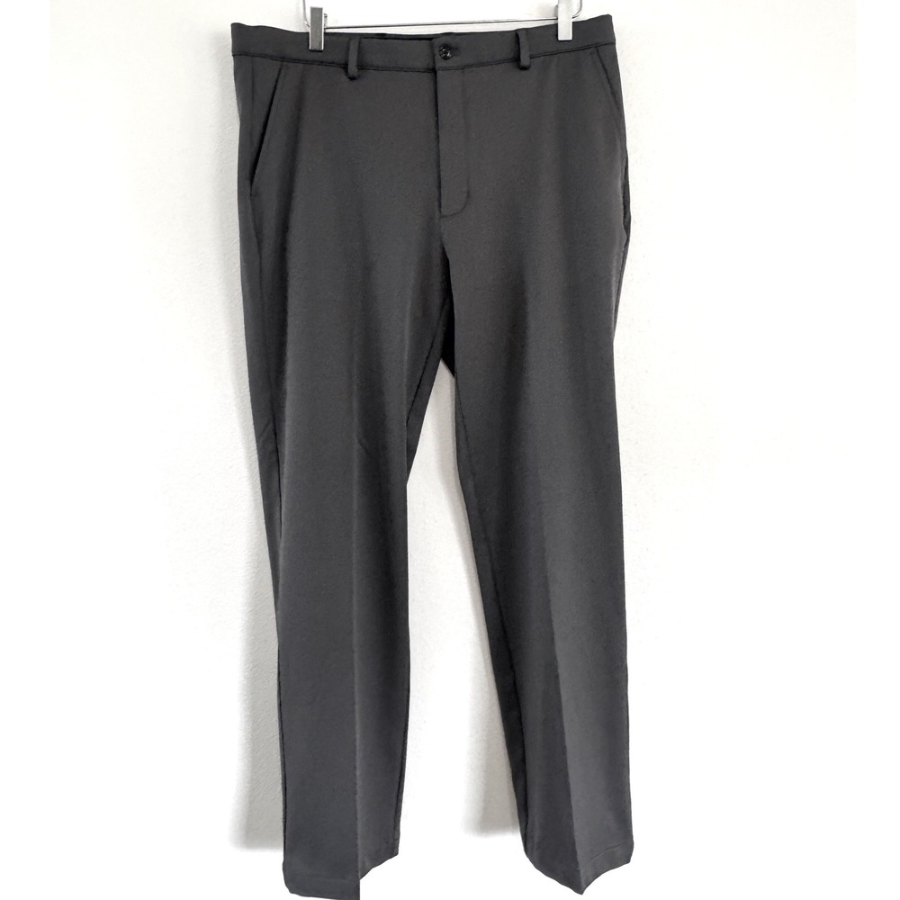 Greg Norman Men's Performance Golf Pants - Charcoal Grey, Flat Front, Stretch